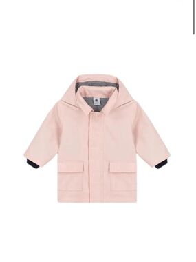 Petit Bateau 🩰 Pink Hooded Raincoat with Striped Lining